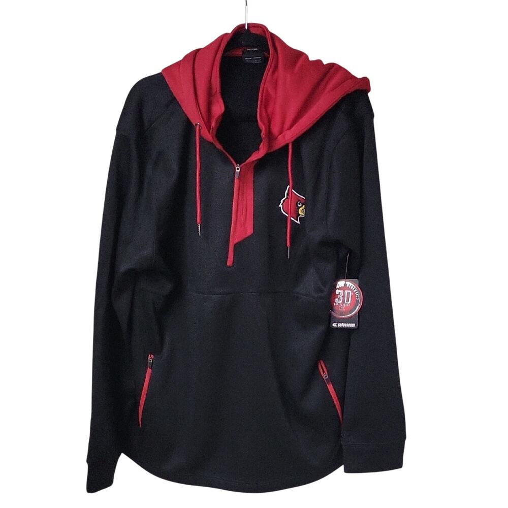 Colosseum Black Louisville Cardinals Luge 3.0 Quarter Zip Hoodie Men Size XL NWT